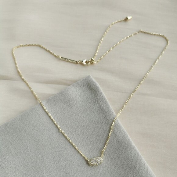 Kendra Scott - Grayson Gold White Crystal Pendant Necklace - Picture 3 of 4